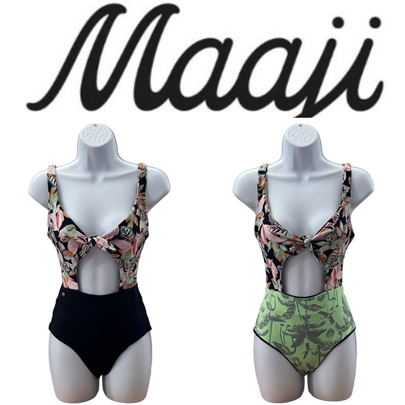 MAAJI high waist S M tropical cayenne reversible 2-piece bikini swimsuit
